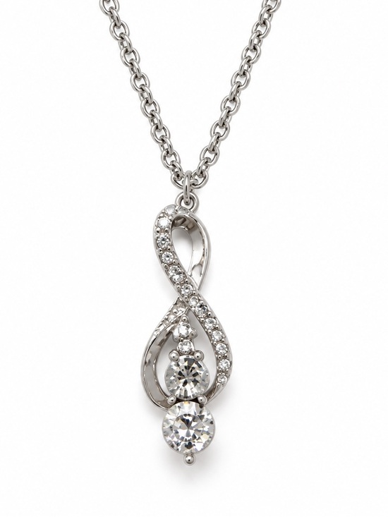Zara Jewelry - S925 Sterling Silver Infinity Twist Clear Stone Necklace (N48)